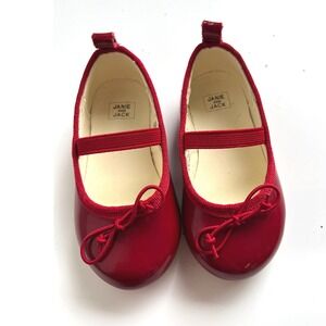 Janie‎ and Jack Girls Red Patent Leather Mary Jane Ballet Flats Size 6 Bow Shoes